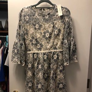 Cream and blue lace dress